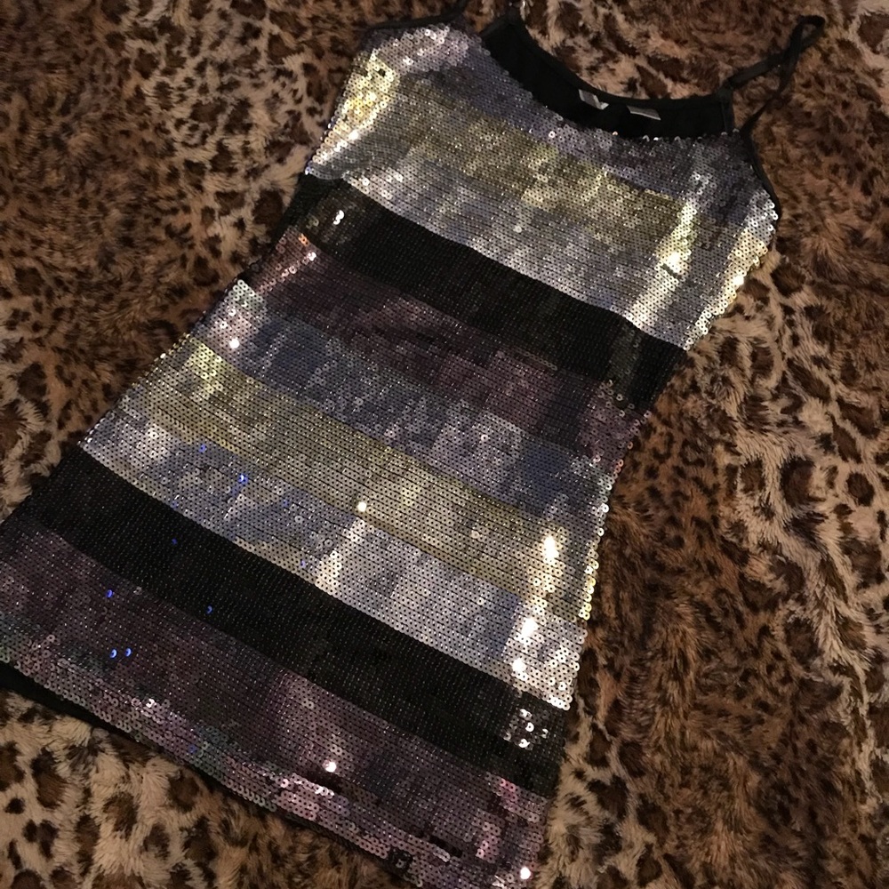Multi color sequined tank top